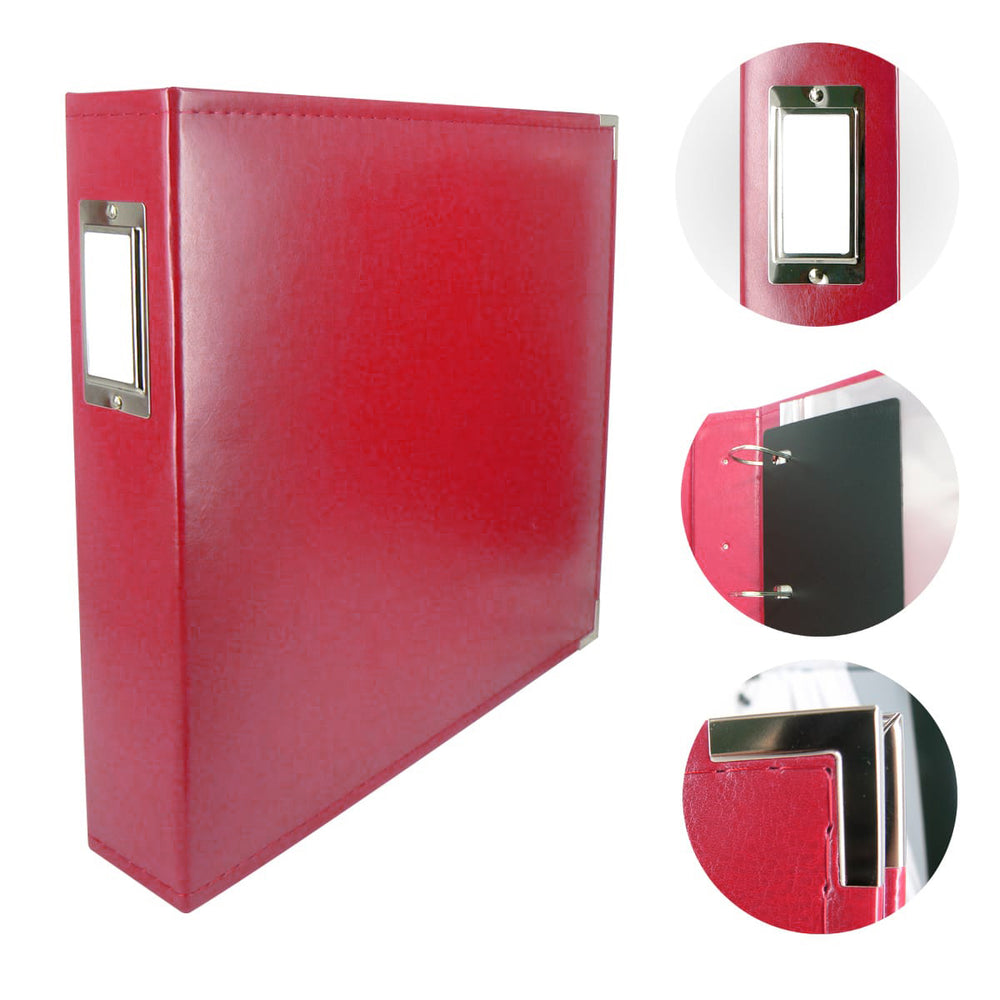12x12 Leather D Ring Album - Strawberry Pink - Couture Creations