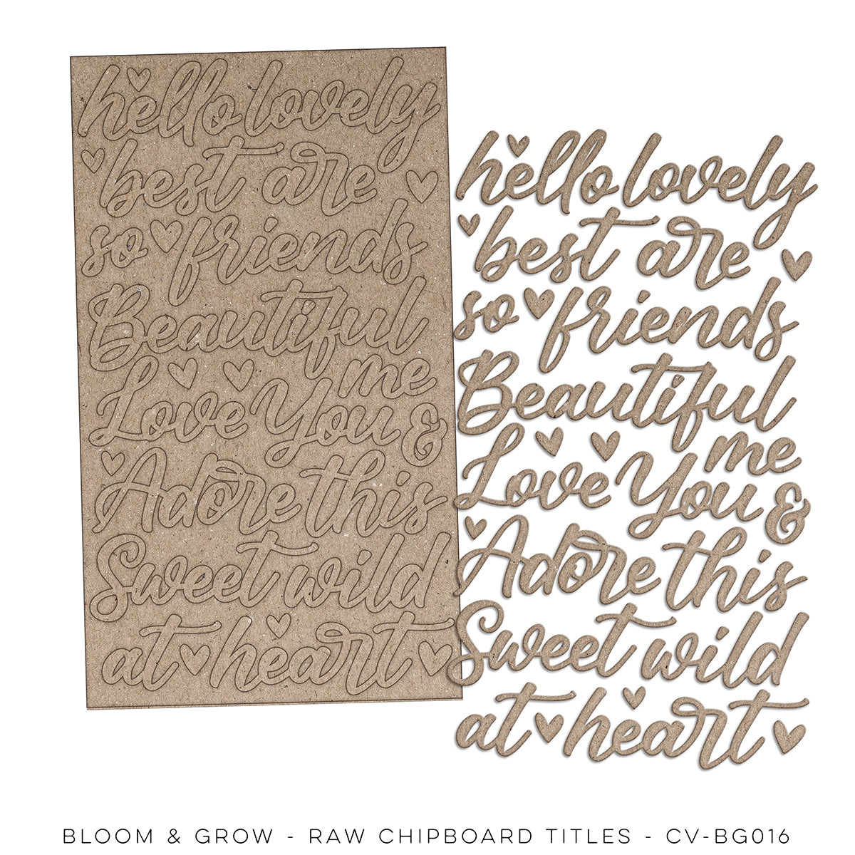 Bloom & Grow - Raw Chipboard Titles