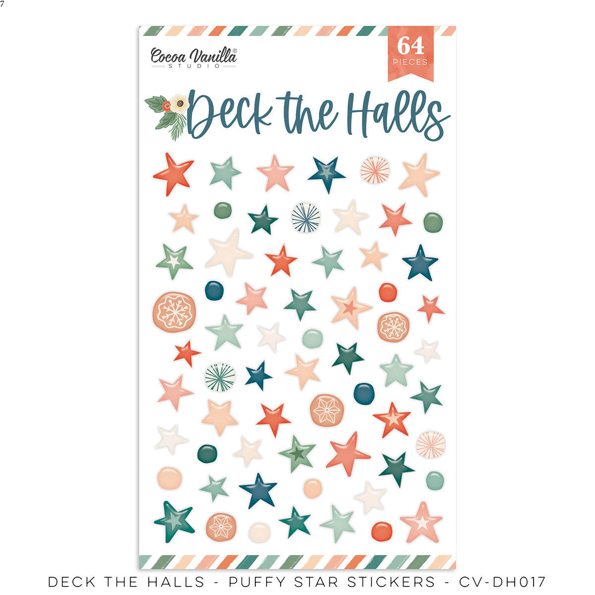 Deck The Halls - Puffy Star Stickers