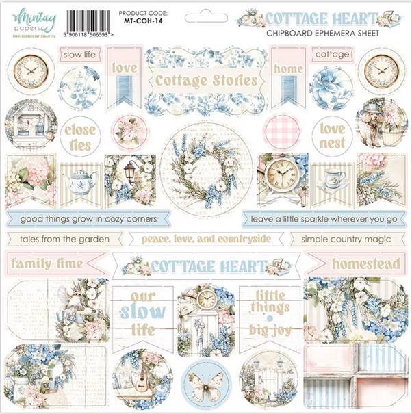 Cottage Heart - 12x12 Chipboard Ephemera Sheet