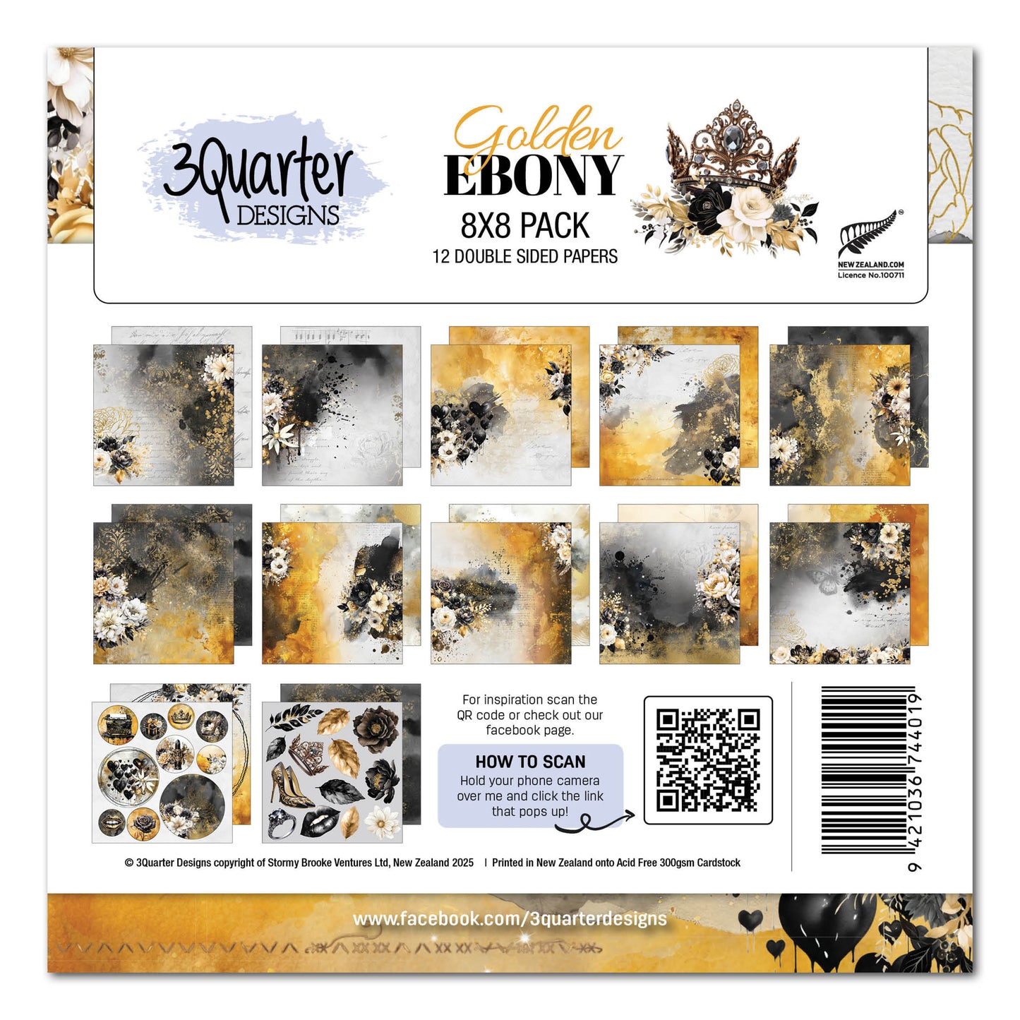 Golden Ebony 8x8 Paper Pack