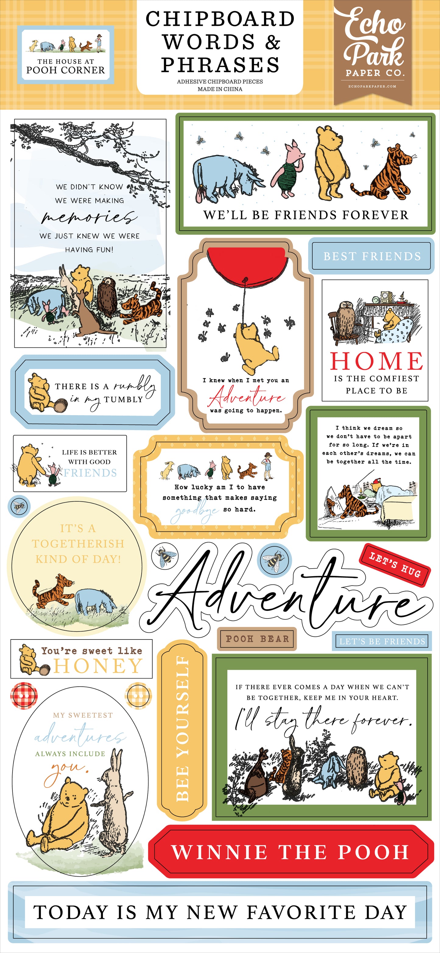 The House at POOH Corner Chipboard Words & Phrases