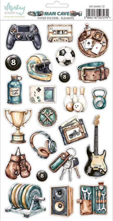 Man Cave Paper Sticker Elements