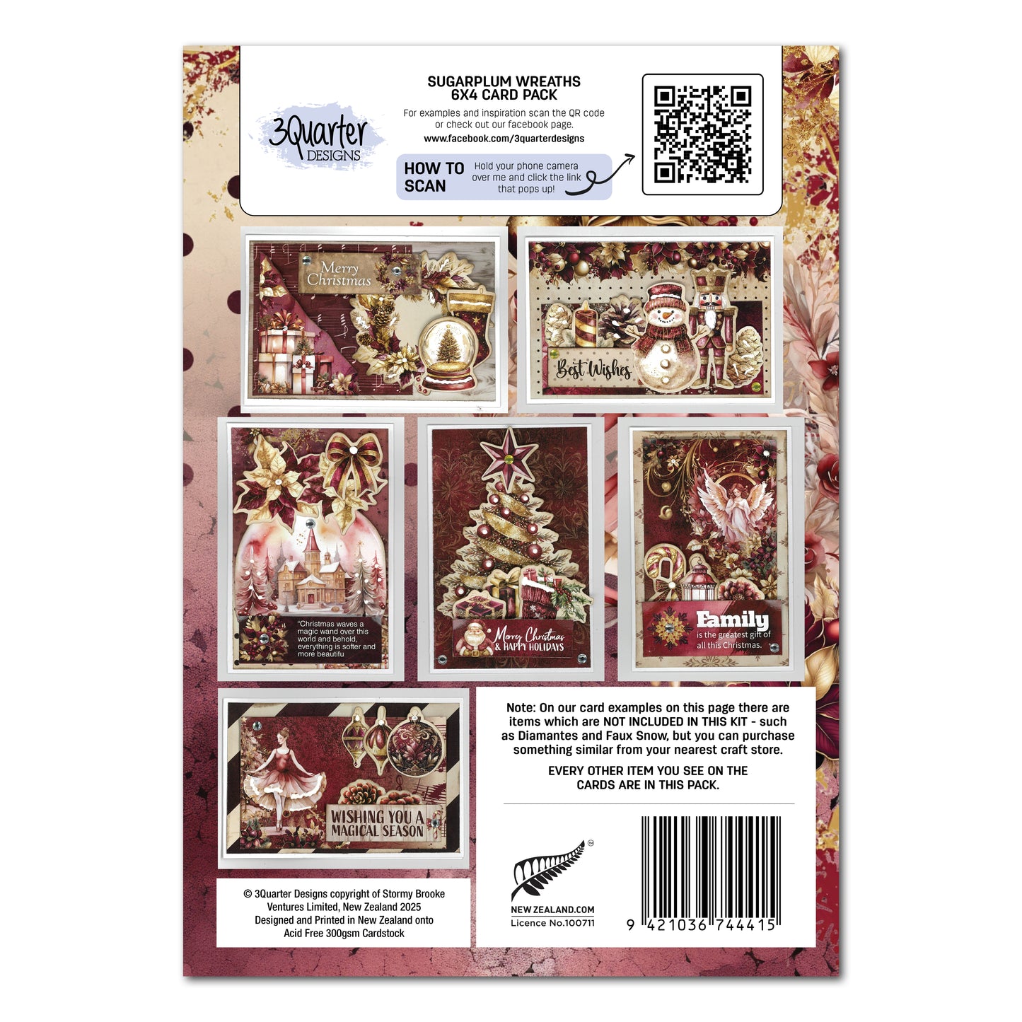 Sugarplum Wreaths 6x4 Card Pack