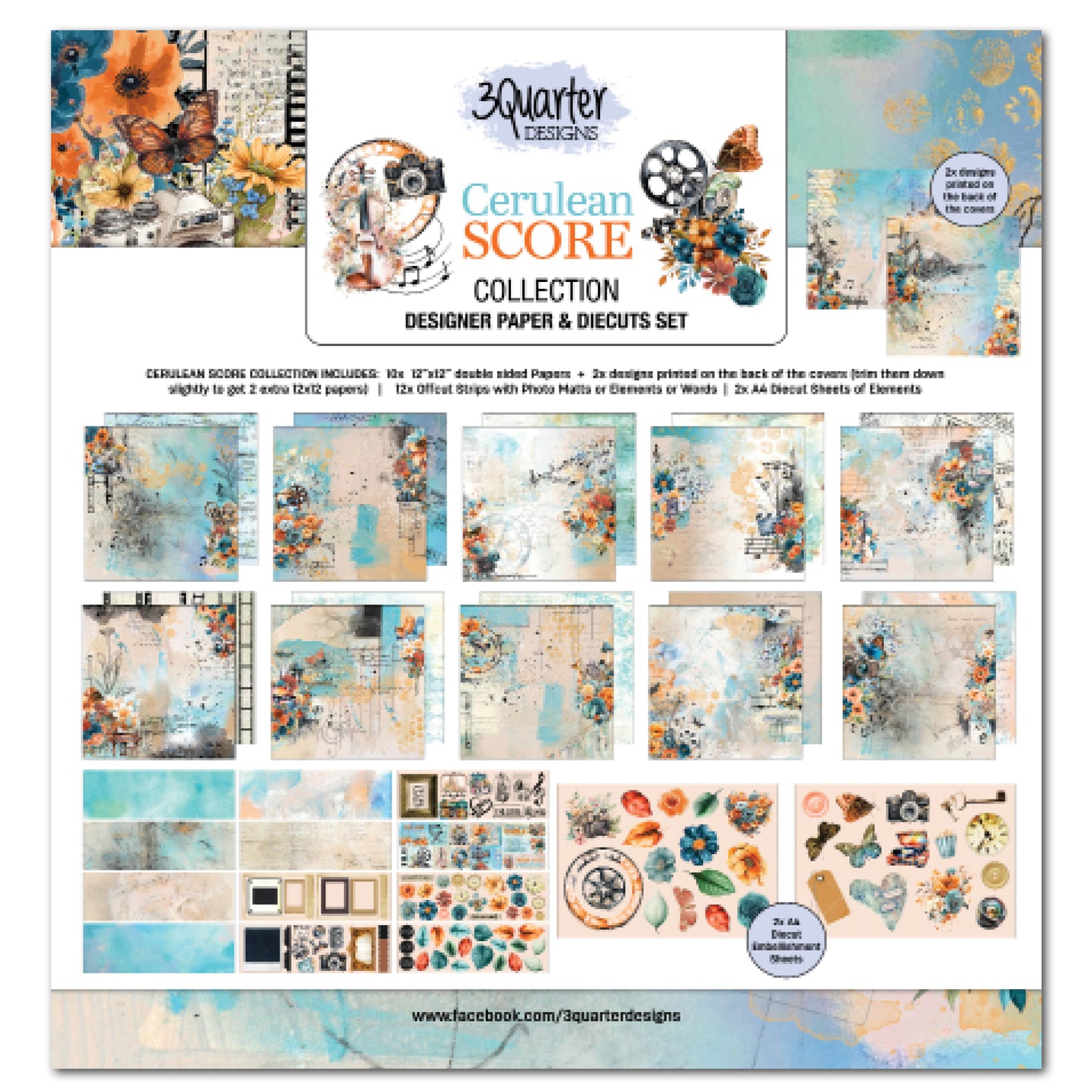 Cerulean Score 12x12 Collection Pack - 3Quarter Designs