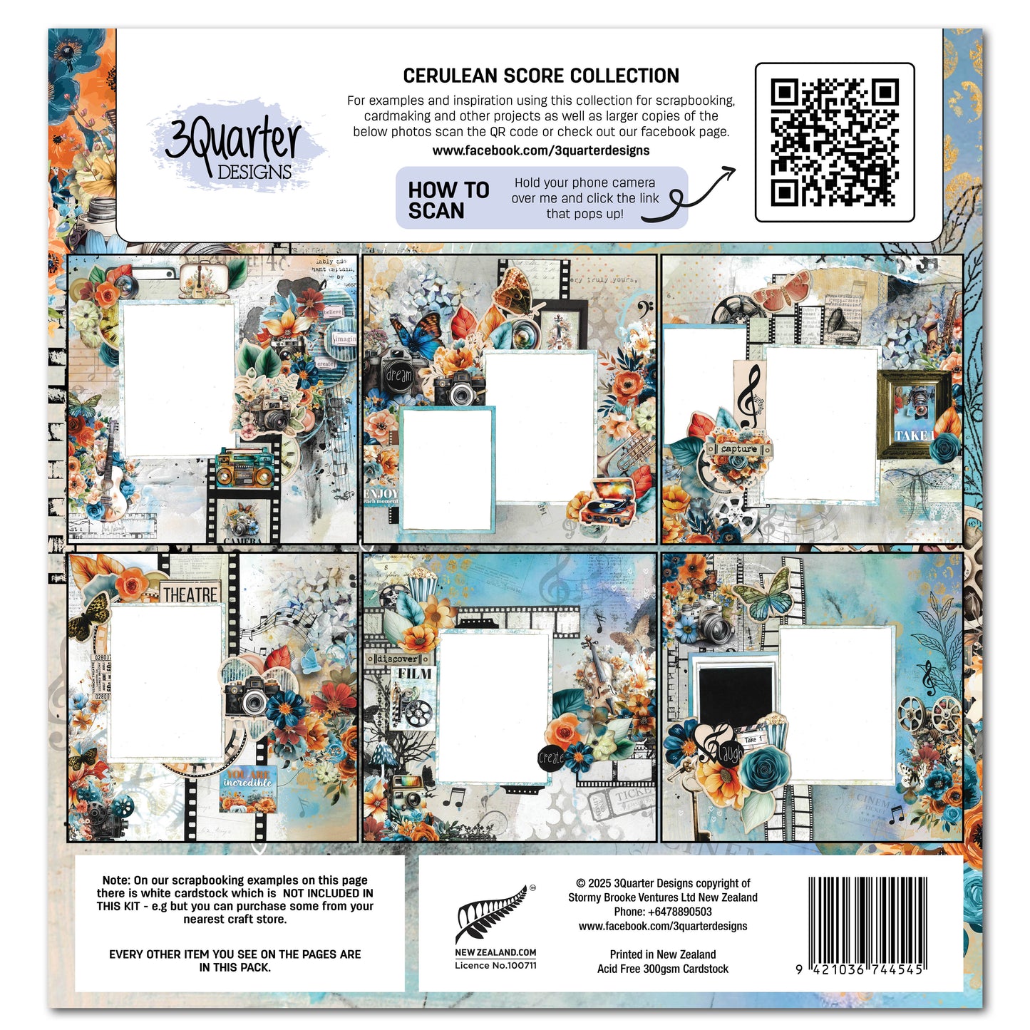 Cerulean Score 12x12 Collection Pack - 3Quarter Designs