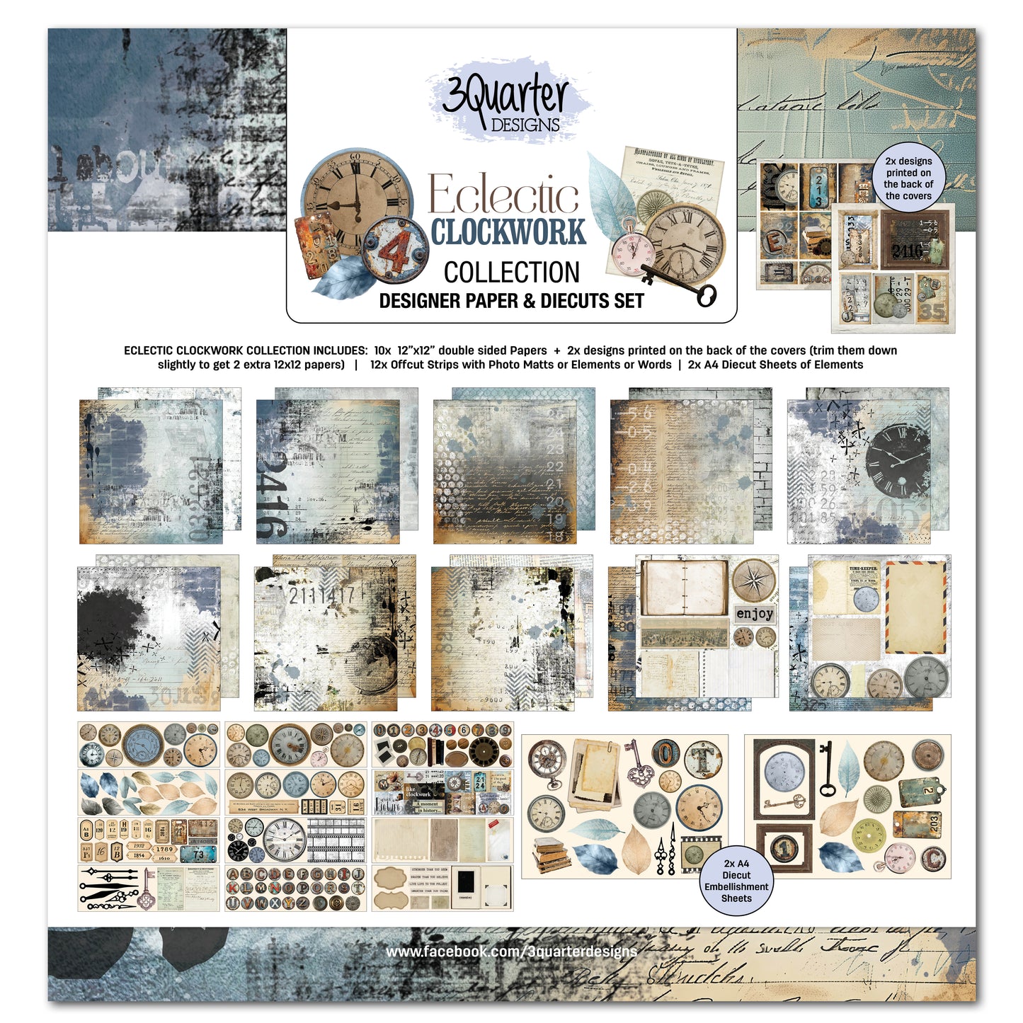 Eclectic Clockwork 12x12 Collection Pack - 3Quarter Designs