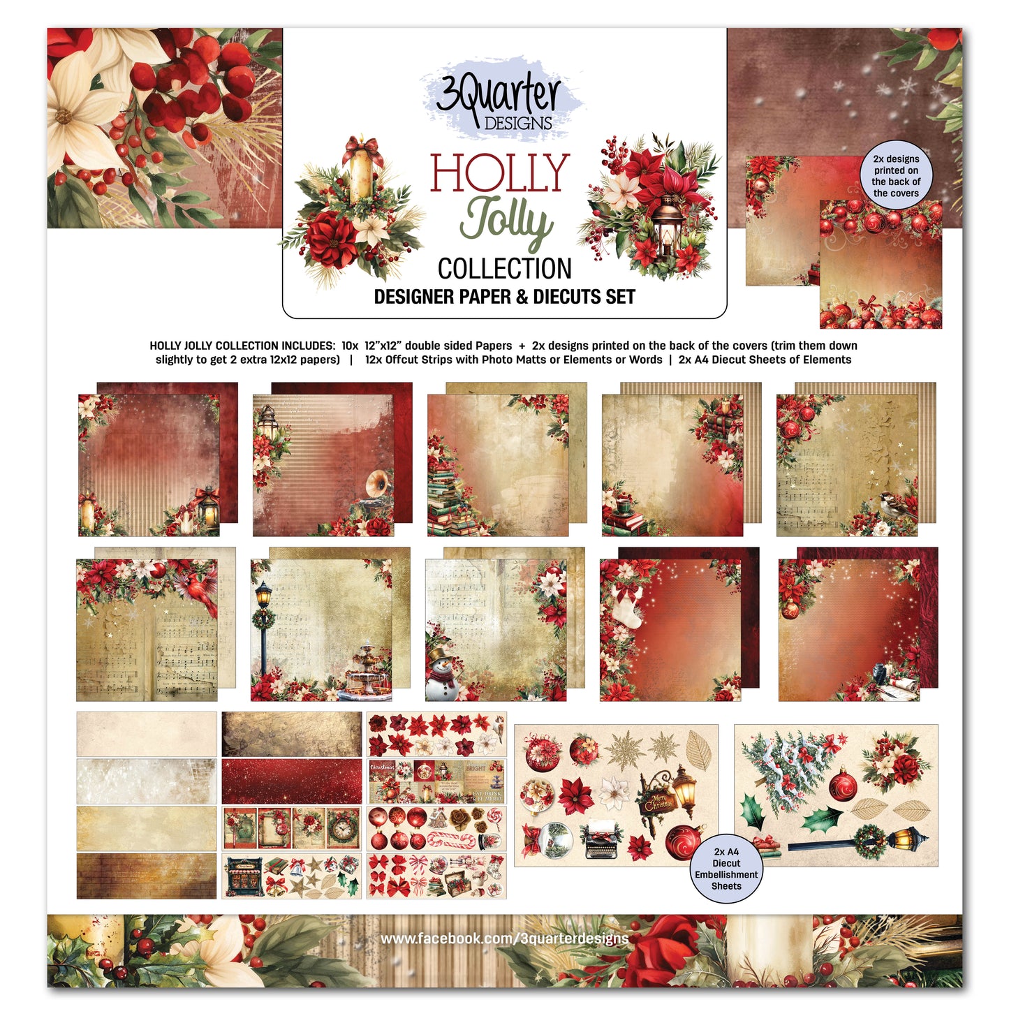 Holly Jolly 12x12 Collection Pack - 3Quarter Designs