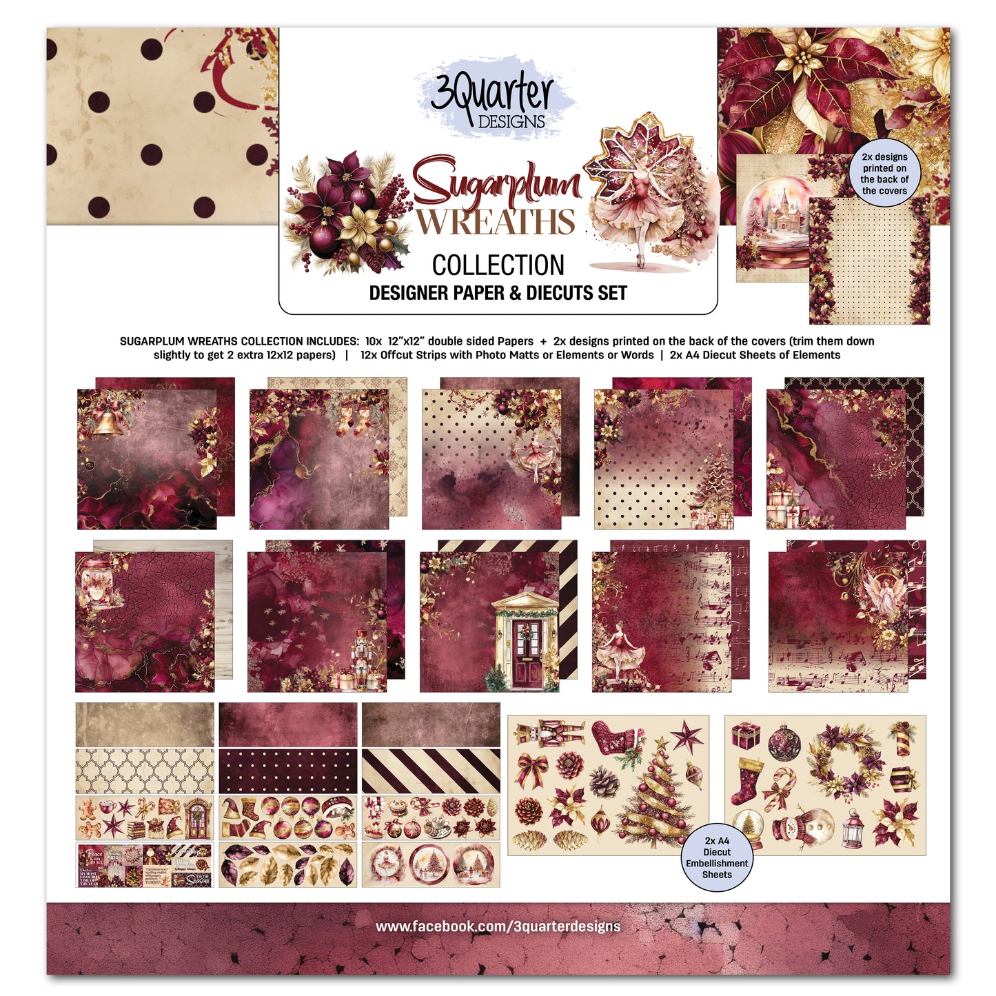 Sugarplum Wreaths 12x12 Collection Pack - 3Quarter Designs