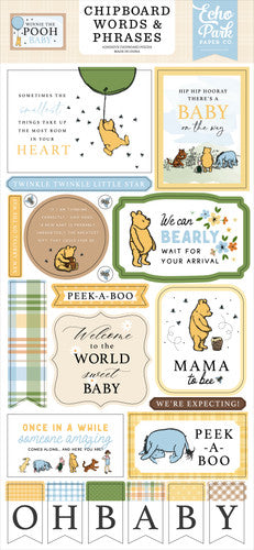 Winnie The POOH Baby Chipboard Words & Phrases