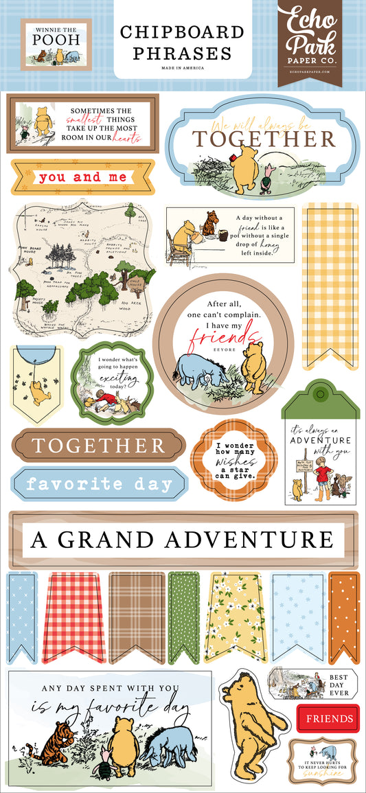 Winnie The POOH Chipboard Phrases