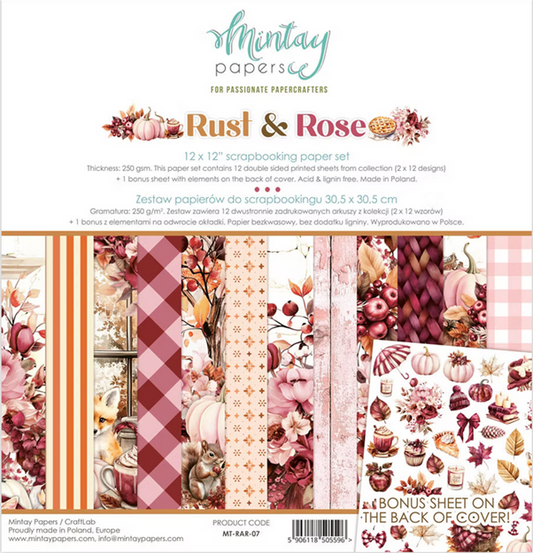 Rust & Rose - 12x12 scrapbooking paper set