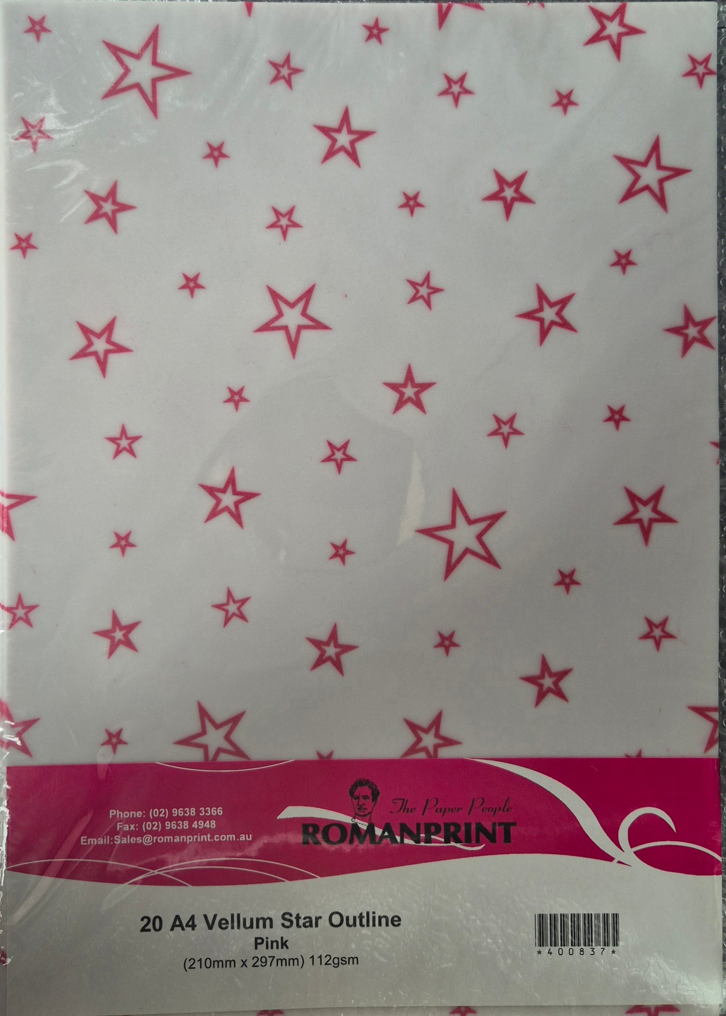 Star Outline Pink A4 Vellum