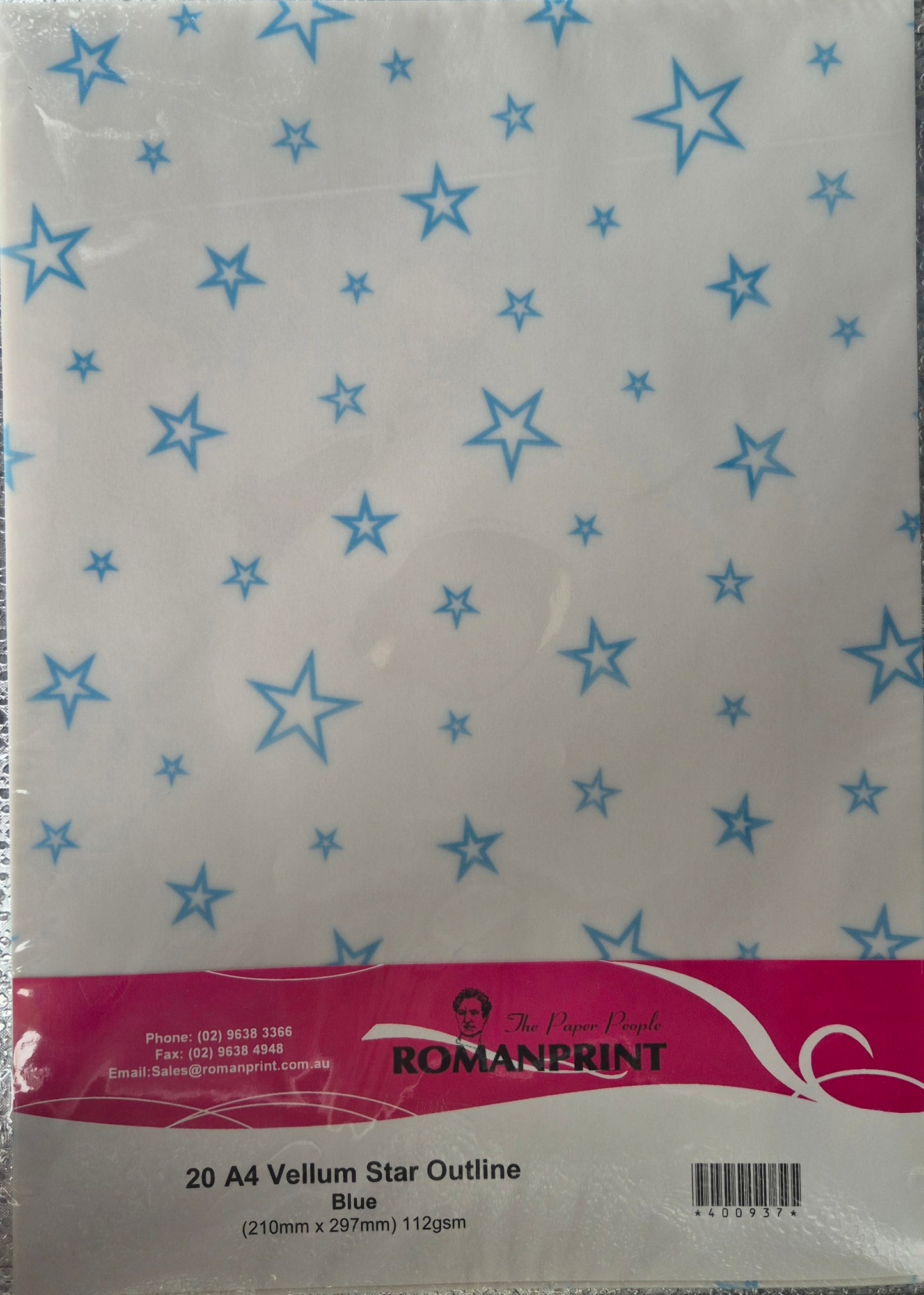 Star Outline Blue A4 Vellum