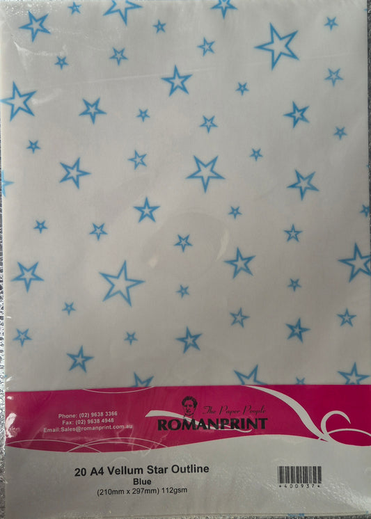 Star Outline Blue A4 Vellum
