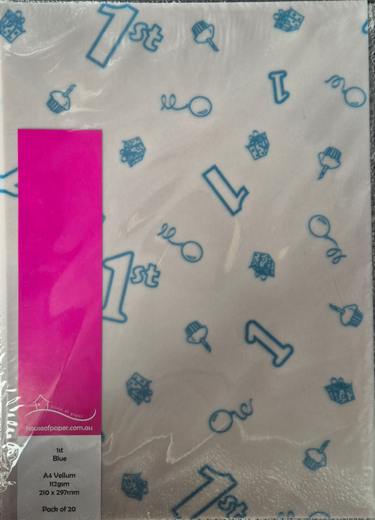 1st Blue A4 Vellum