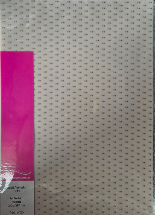 Small Polkadot Gold A4 Vellum