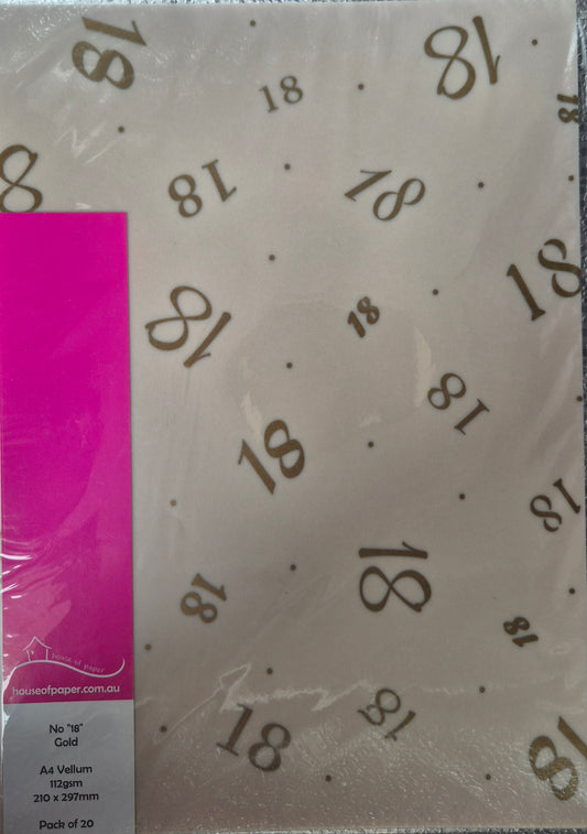 No "18" Gold A4 Vellum