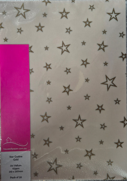 Star Outline Gold A4 Vellum