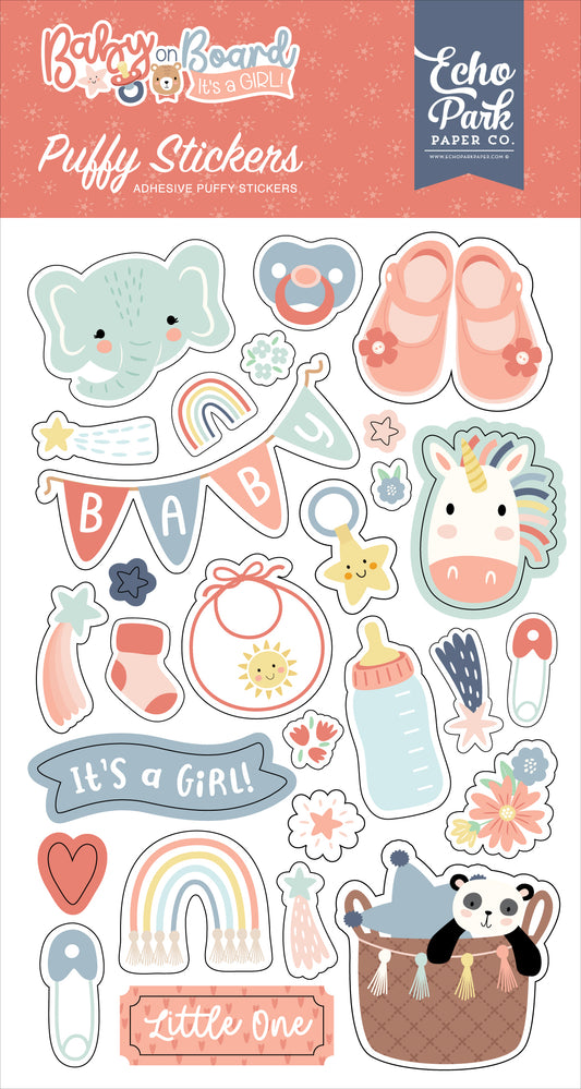 Baby on Board It's a Girl Puffy Stickers