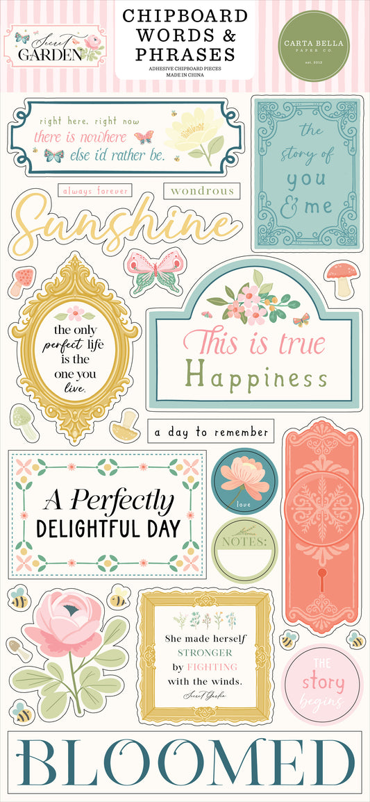 Secret Garden Chipboard Words & Phrases