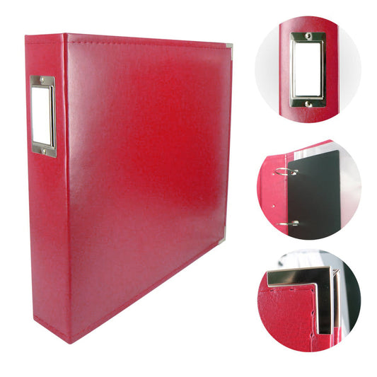12x12 Leather D Ring Album - Red - Couture Creations