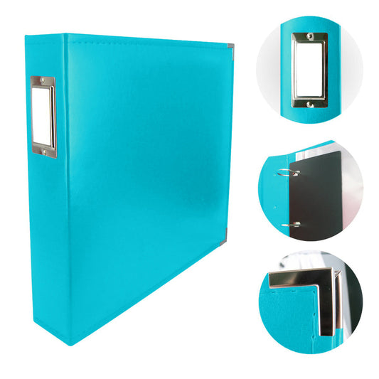12x12 Leather D Ring Album - Aqua Blue - Couture Creations