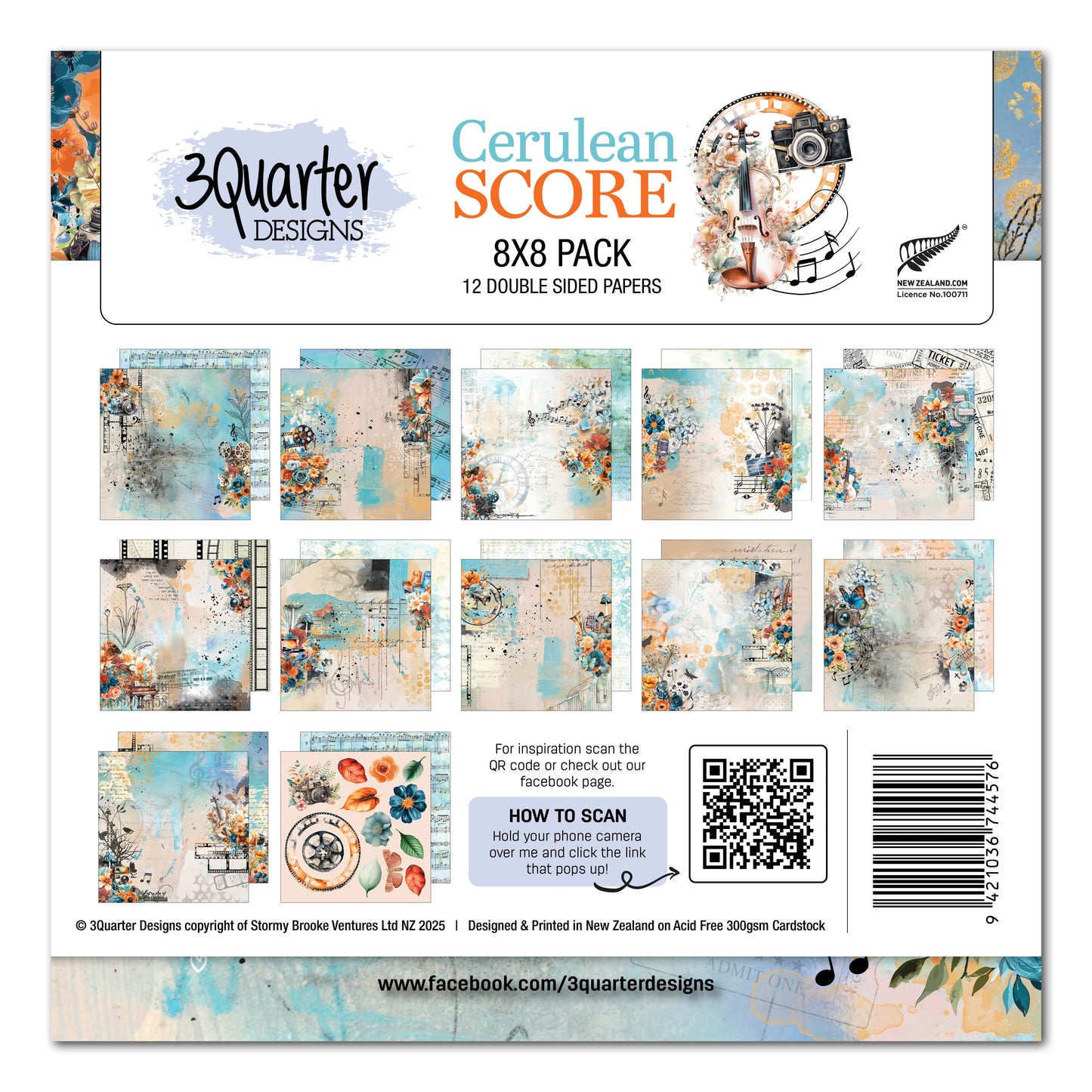 Cerulean Score 8x8 Paper Pack