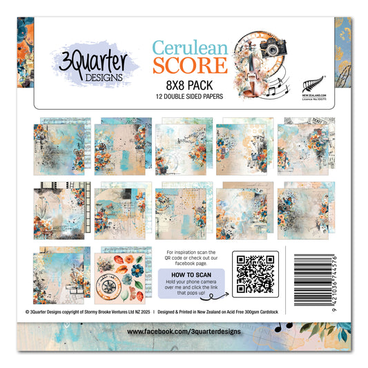 Cerulean Score 8x8 Paper Pack