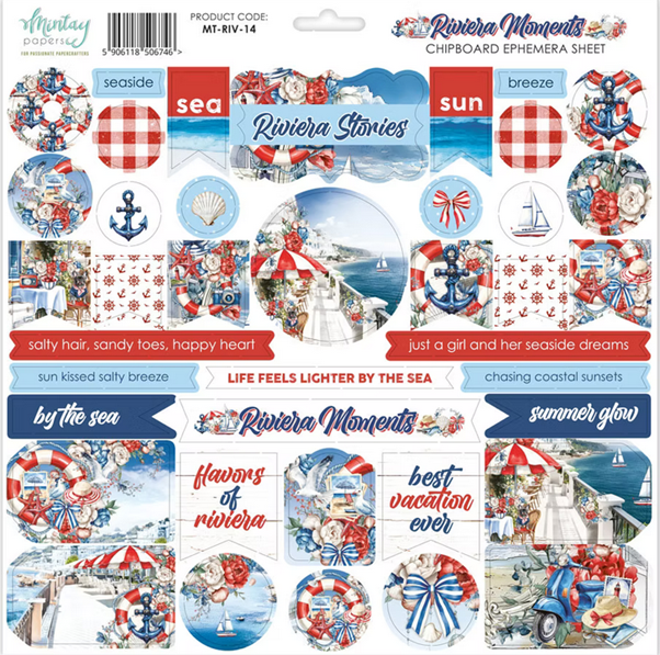 Riviera Moments - 12x12 Chipboard Ephemera Sheet