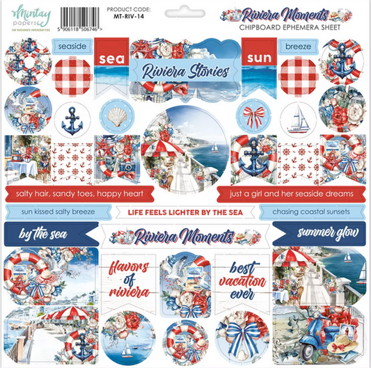 Riviera Moments - 12x12 Chipboard Ephemera Sheet