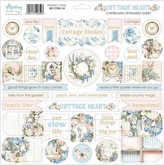 Cottage Heart - 12x12 Chipboard Ephemera Sheet