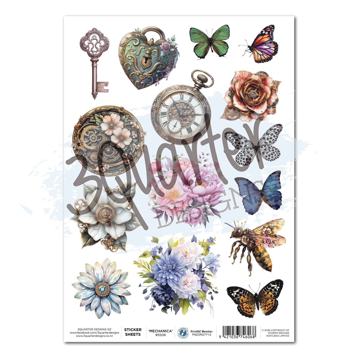 Floral Mechanica Sticker Sheet