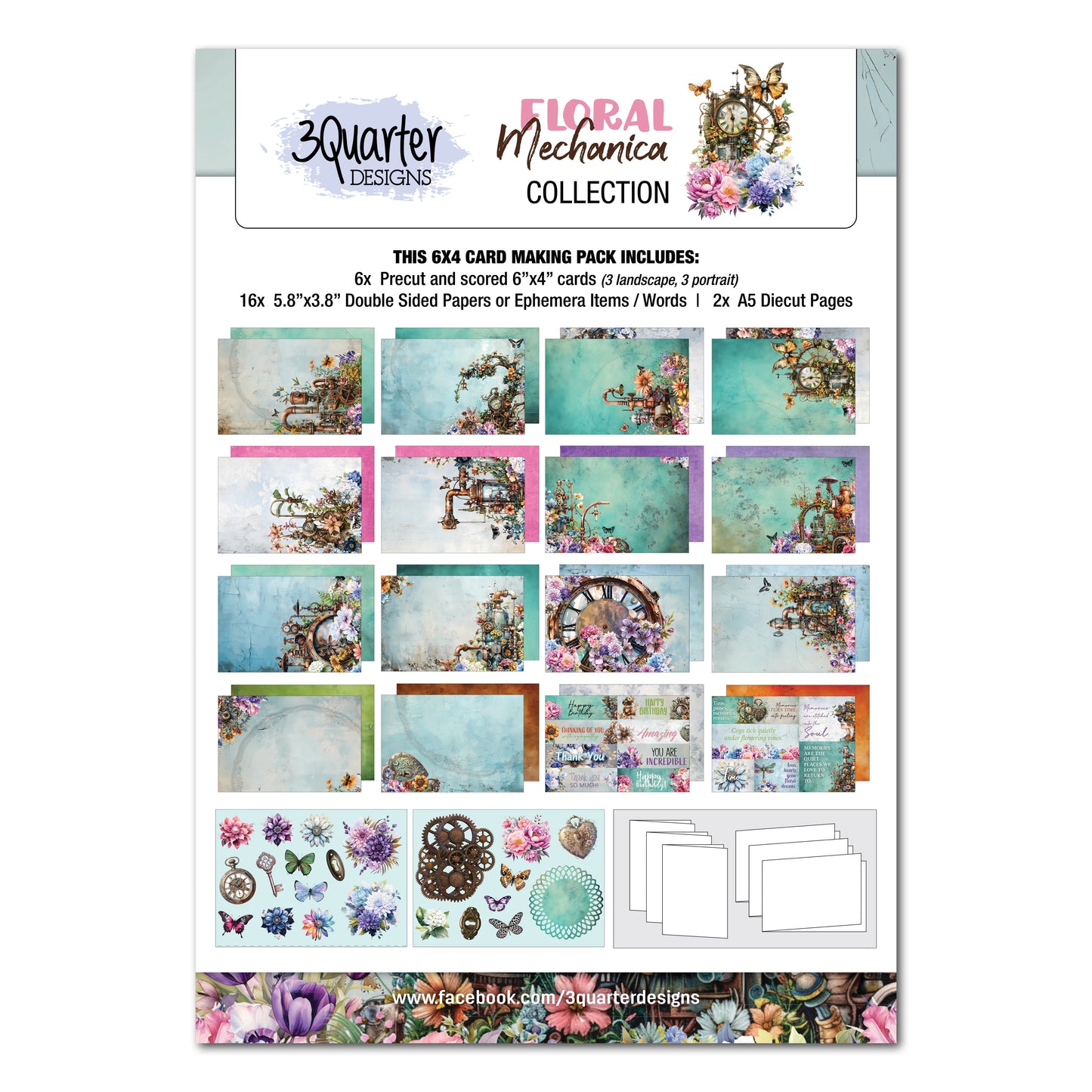 Floral Mechanica 6x4 Card Making Pack