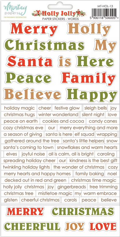 Holly Jolly Paper Stickers - Words