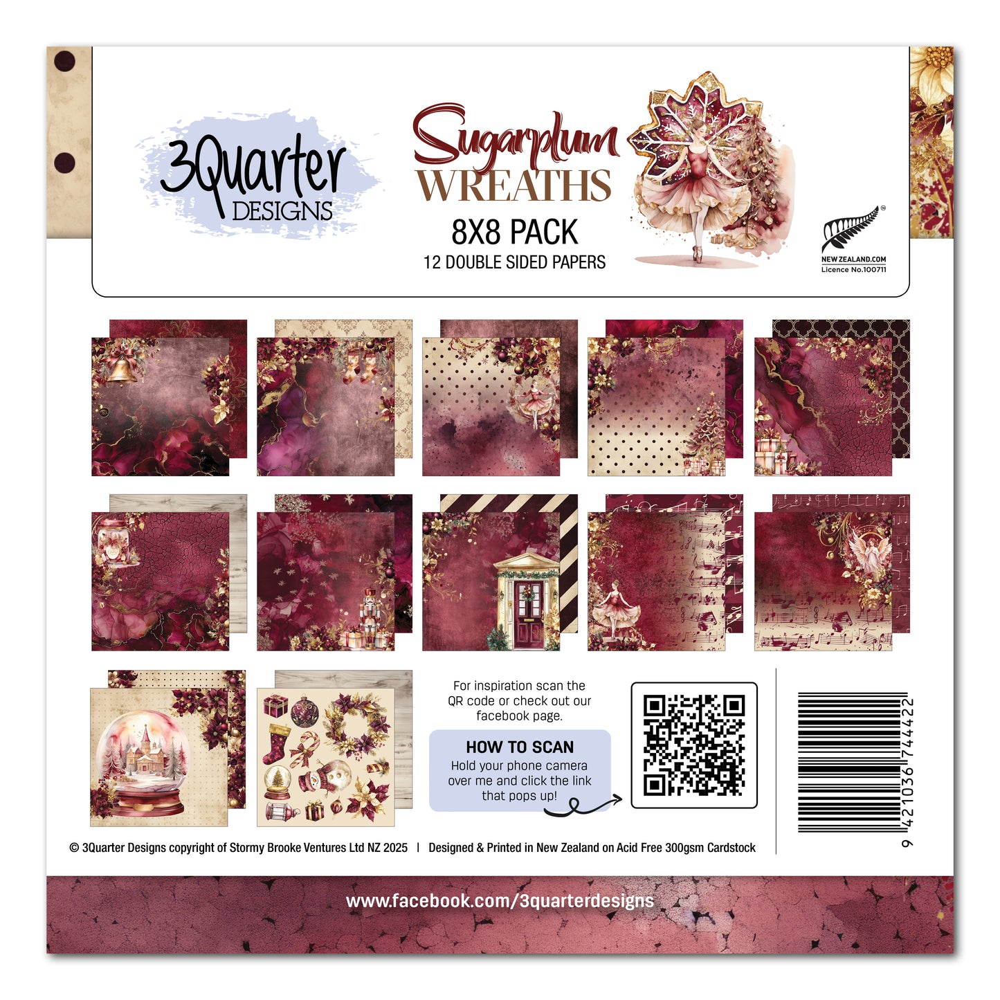 Sugarplum Wreaths 8x8 Paper Pack