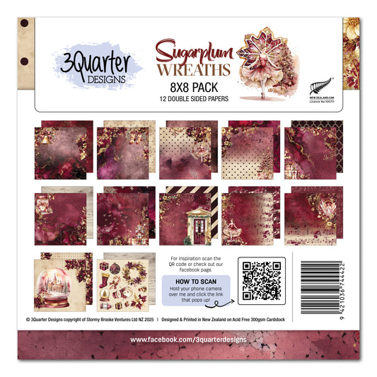 Sugarplum Wreaths 8x8 Paper Pack